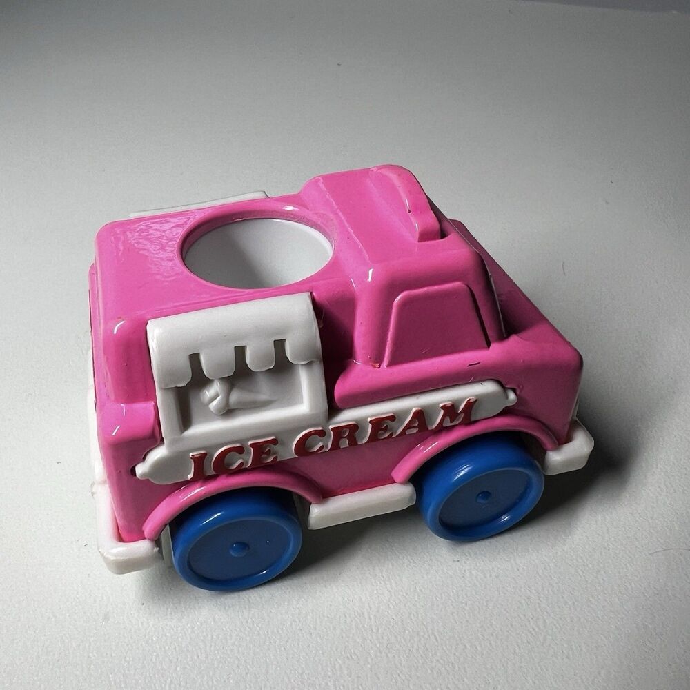 Vintage ARCO Disney Pink Ice Cream Truck Toy Car Plastic 2" 50c Sign